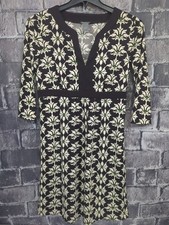 Ann Taylor Dress Womens Small Petite Black White Abstract Surplice Wrap Zip Up