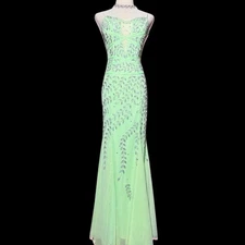 Y2K Cache Holiday Princess Tiana Mint Glam Mermaid Fairy Corset Beaded Maxi  XS