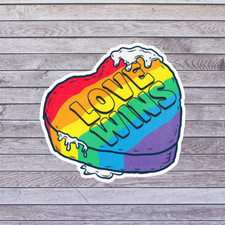 Gay Pride sticker vinyl decal LGBTQ rainbow equality love wins 5"