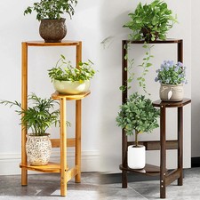 3 Tier Bamboo Plant Stand Corner Shelf Indoor Outdoor Flower Pot Rack UK