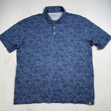 Peter Millar Polo Shirt Mens 2XL Blue Seaside Wash Floral Pima Cotton Golf