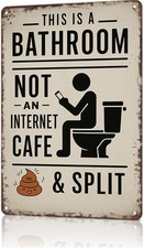 Funny Tin Metal Signs Home Décor 8x12 This Is A Bathroom Not An Internet Cafe 