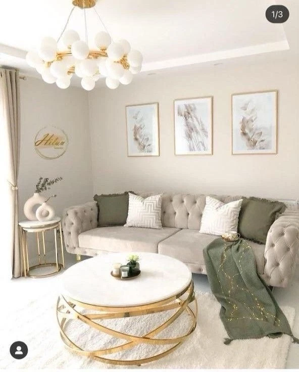 Luxuriöser Design-Couchtisch mit ECHTER MARMORPLATTE & goldenem Edelstahlgestell - Bild 4 von 4