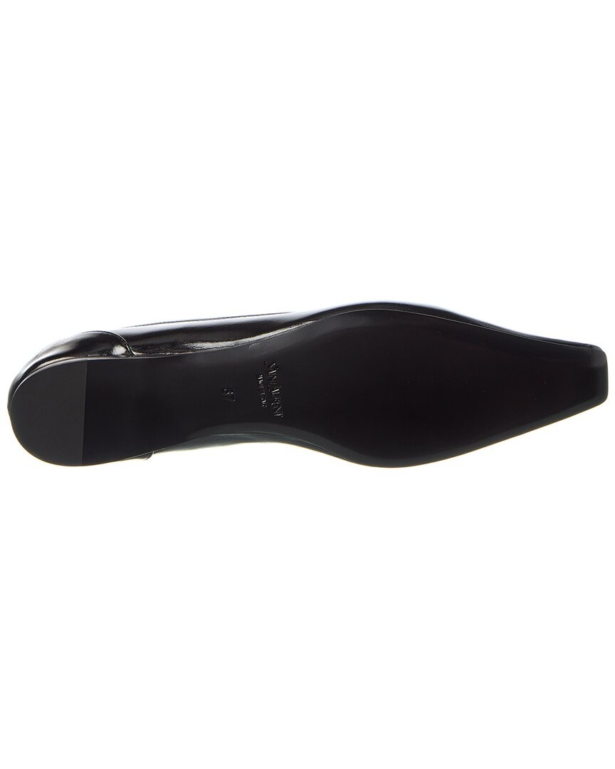 Saint Laurent Poppy Leather Flat Women's Black 37 thumbnail 4