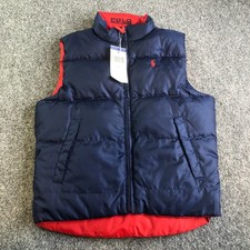 Ralph Lauren Kids Boys 4T Reversible Down Puffer Vest Blue Red Full Zip