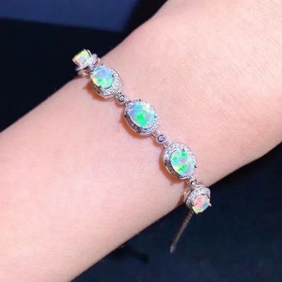 Australischer Feueropal Kette Armband 5 x 7 mm 925 Sterling Silber