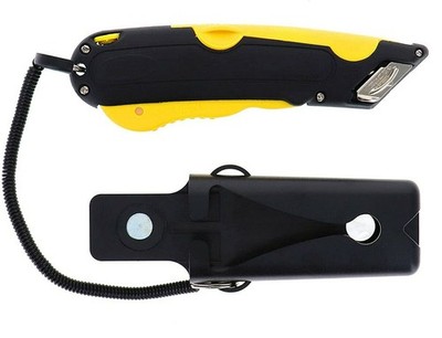 EZ-1000 Safety Box Cutter Utility Knife, 3 Blade Depth Setting, Squeeze Trigg...