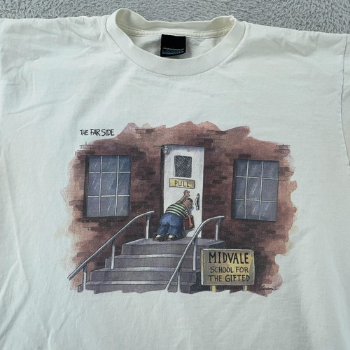 Vintage The Far Side Comic T-Shirt M/L Dumb Joke School for the Gifted Made USA