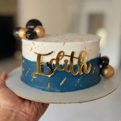 Stylish Acrylic Cake Name & Word Charm Custom 3mm Thick Party Decor
