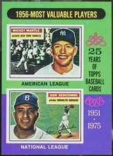 1975 Topps Baseball 1956 MVPs (Mickey Mantle / Don Newcombe) MVP #194 EX