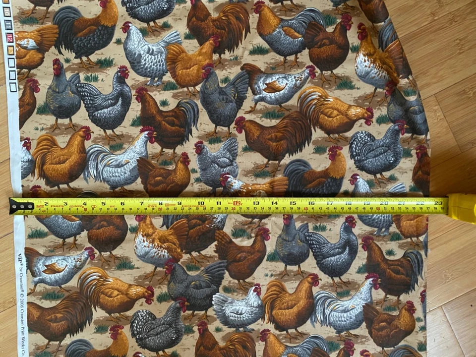 VIP Cranston Chicken Breeds Hens Roosters Roadies, Plymouth Rock Quilting 2.66 y - Image 4 of 4