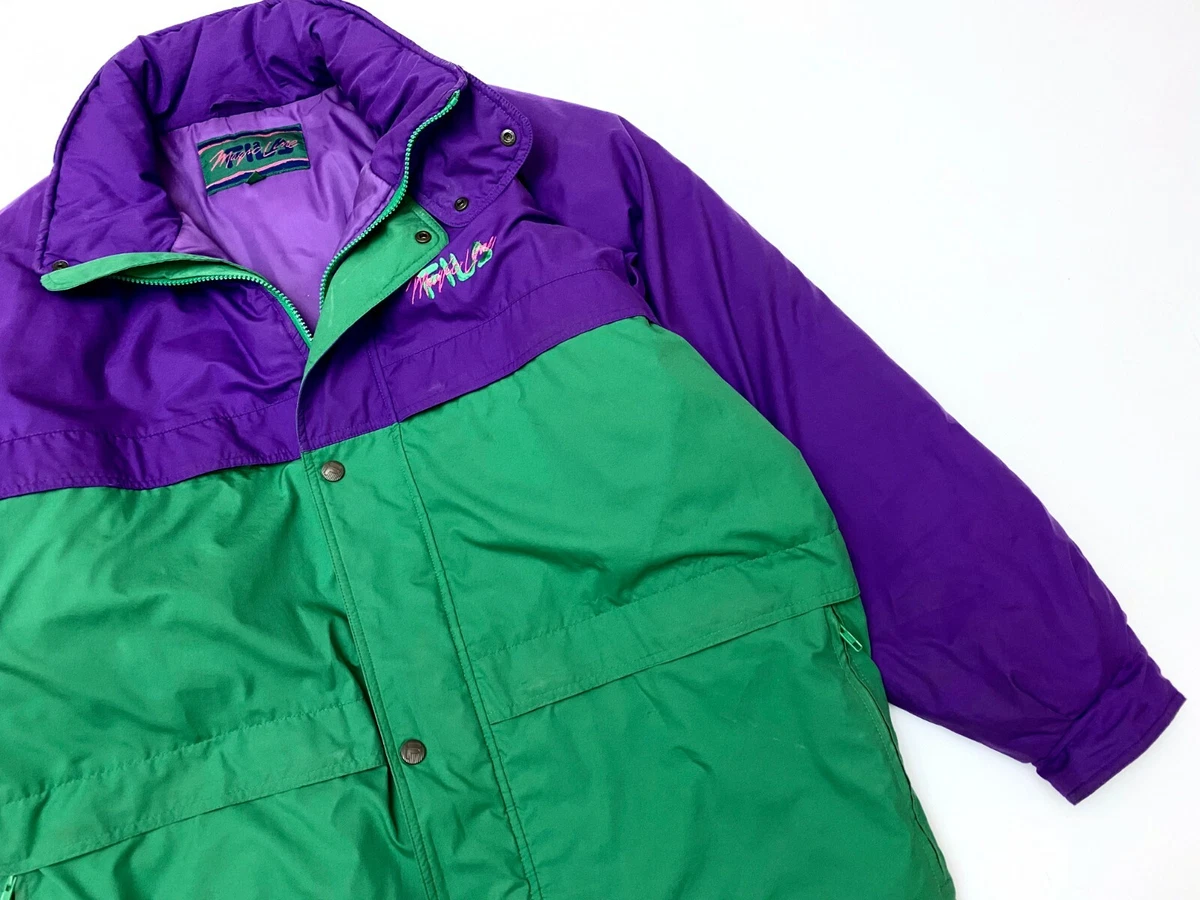 Vintage Fila Magic Line Winter Hooded Green Purple Synthetic