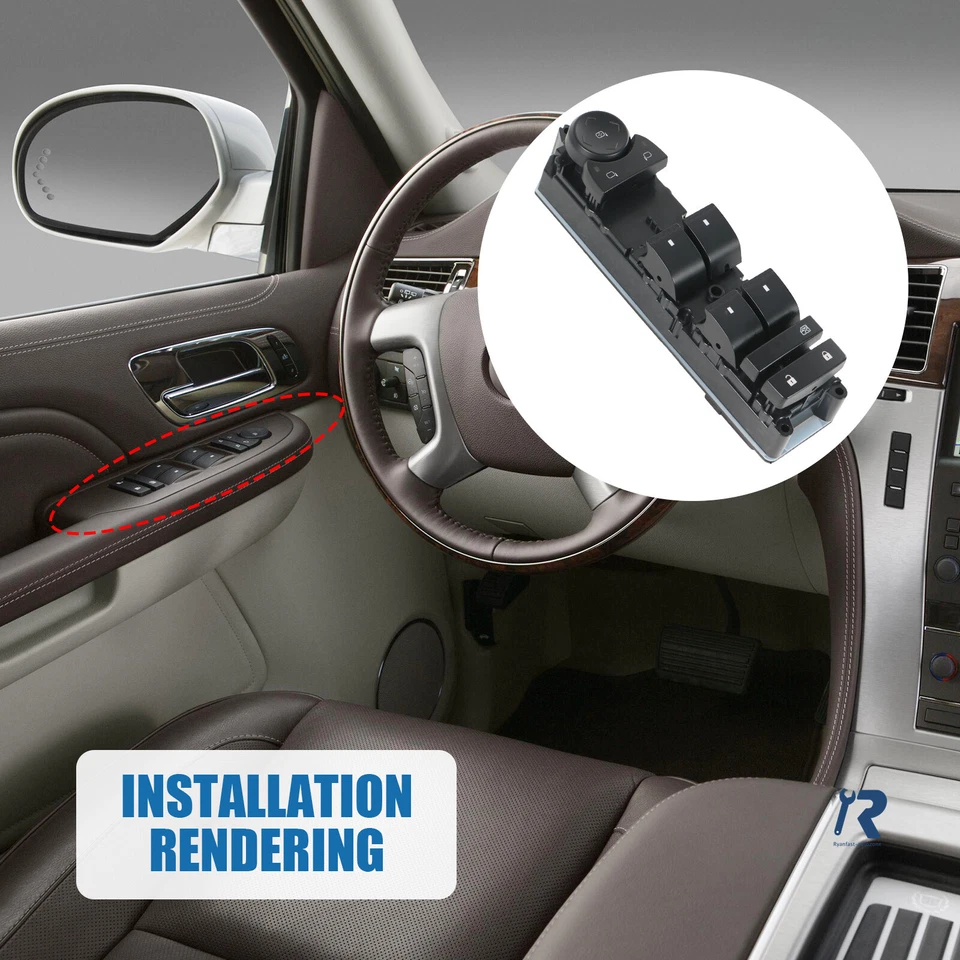 Interruptor de ventana eléctrica delantero izquierdo apto para Chevy Silverado 1500 GMC Yukon Cadillac Foto 2 de 4