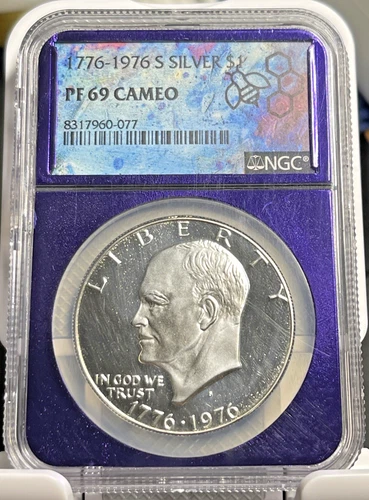 1976 S Eisenhower IKE Silver  $1 Dollar NGC PF69 CAMEO Trader Bea Holder
