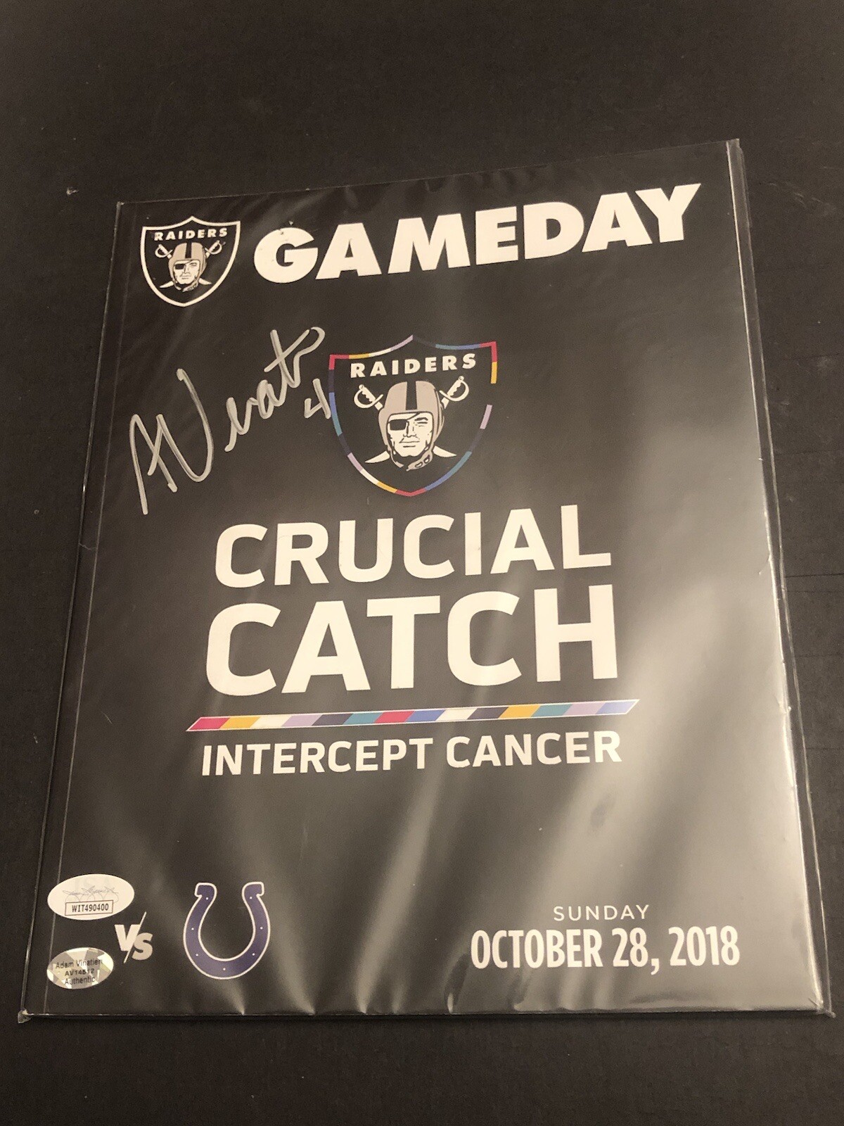Adam Vinatieri Autographed Signed Indianapolis Colts JSA OAKLAND RAIDERS PROGRAM ALL TIME LEADING SCORER 400 