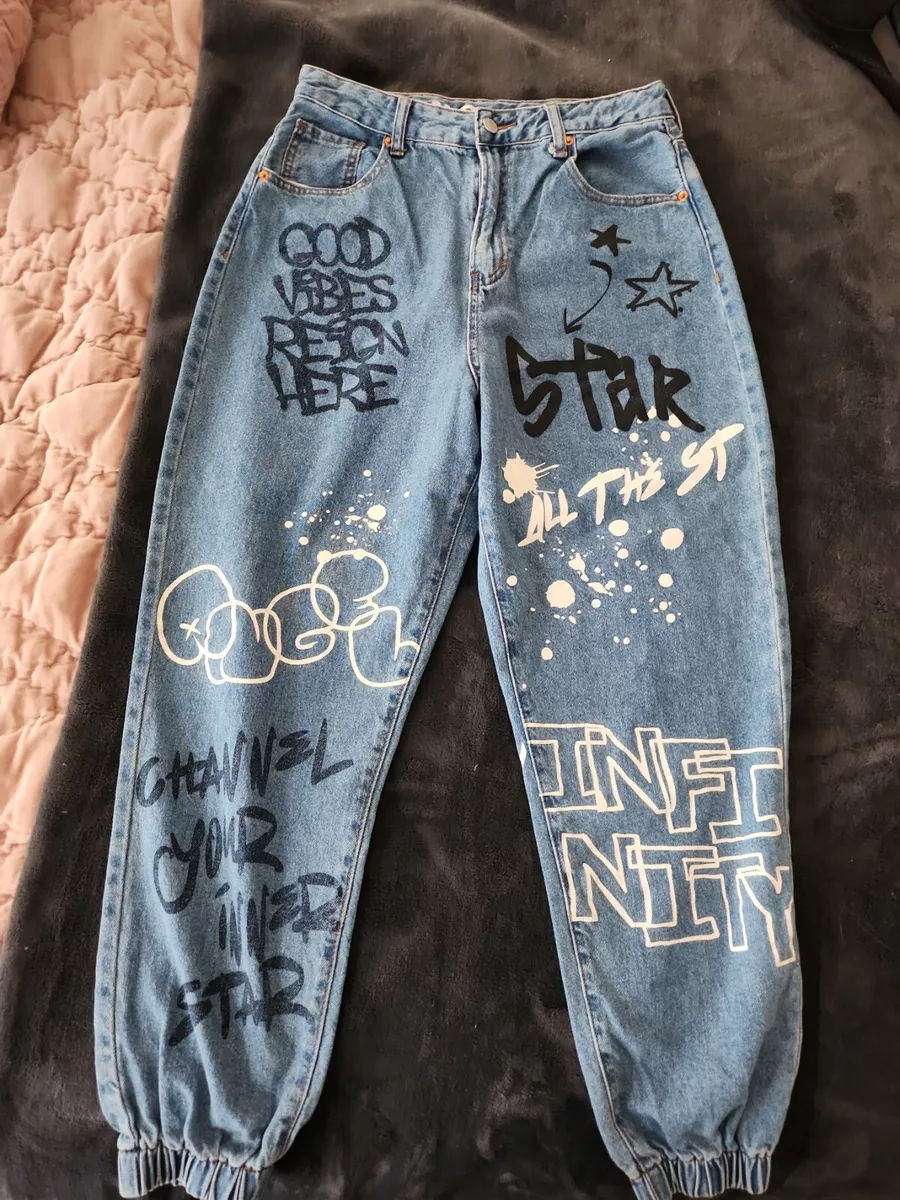 Song Graffiti Jogger Denim Jeans Pants Blue Size 11/30 pre owned