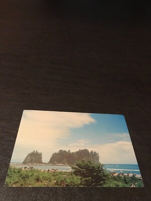 VINTAGE UNPOSTED POSTCARD VIEW FROM THUNDERBIRD MOTEL, LA PUSH OCEAN PARK, WASH.