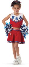 USA Child Girls Patriotic Cheerleader Dress Up Costume