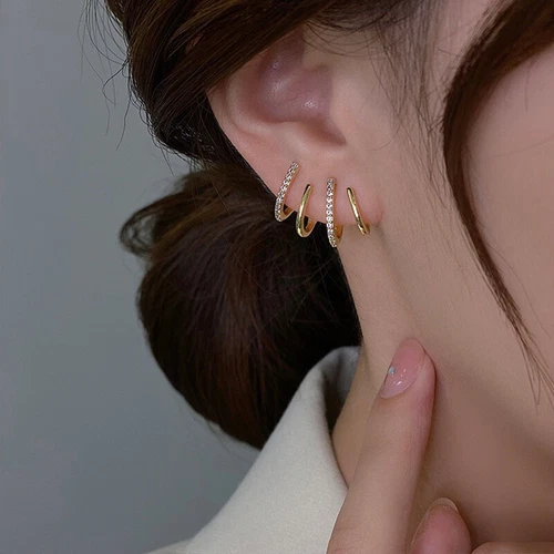 Pendientes de garra de cristal brillante de plata 925 para mujer brazalete oreja envoltura piercing perno joyería - Imagen 3 de 15
