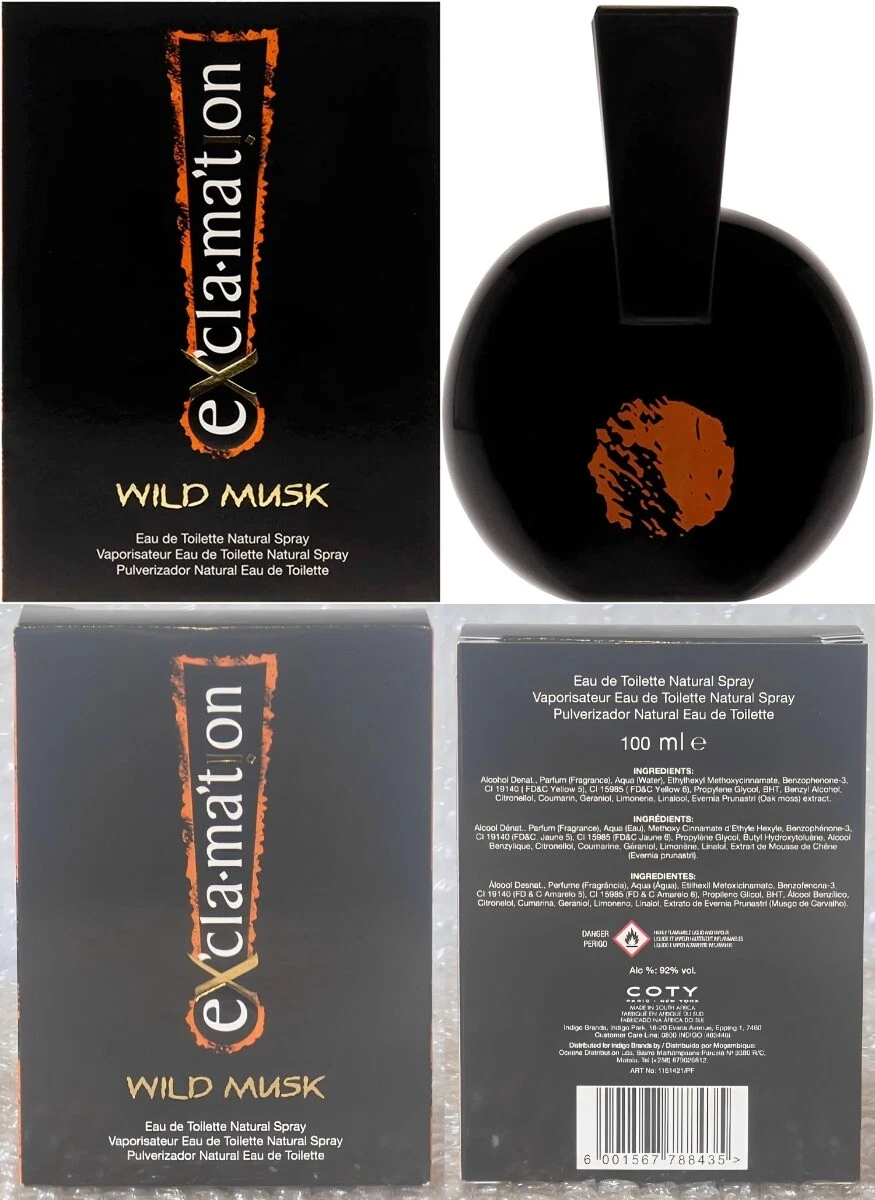 Exclamation Wild Musk Eau De Toilette Spray by Coty 3.4 Fl.oz