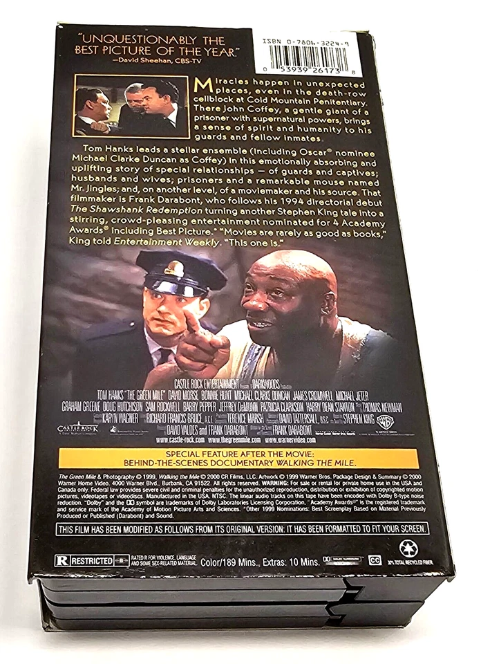 The Green Mile VHS 2000 Stephen King Includes Behind The Scenes Documentary - Image 4 of 4