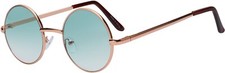 ROUND SUNGLASSES GREEN TINTED COLORED LENS 43mm METAL FRAME ONE PAIR