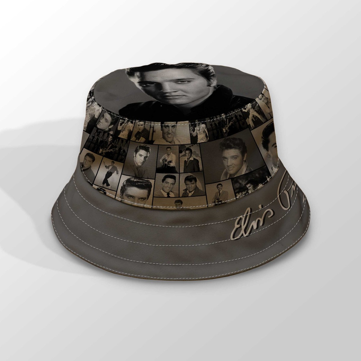 Polyester Bucket Hat Packable Sun Cap Fisherman Hat for Outdoor Elvis Montage - Bucket Hat Fashion Sun Cap Packable Outdoor  main image 4