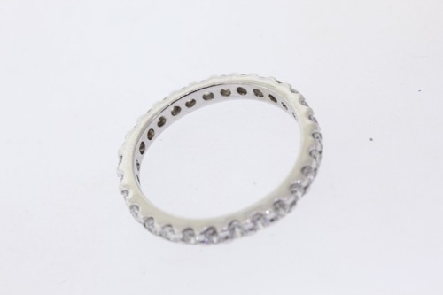 Nuevo 14k Oro Blanco 1.30ct Redondo Diamante Natural French Set Anillo Eternidad - Imagen 9 de 9