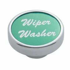 Wiper Washer Control Knob Green 1" Aluminum Sticker Chrome Knob UP#23050 Each
