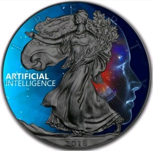 2017 1 Oz Silver $1 AMERICAN INDIAN WITH EAGLE AT SUNSET Coin Box And COA.