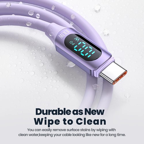 100W USB C to USB C Cable PD Fast Charging USB Type C Data Cord Digital Display - Picture 6 of 11