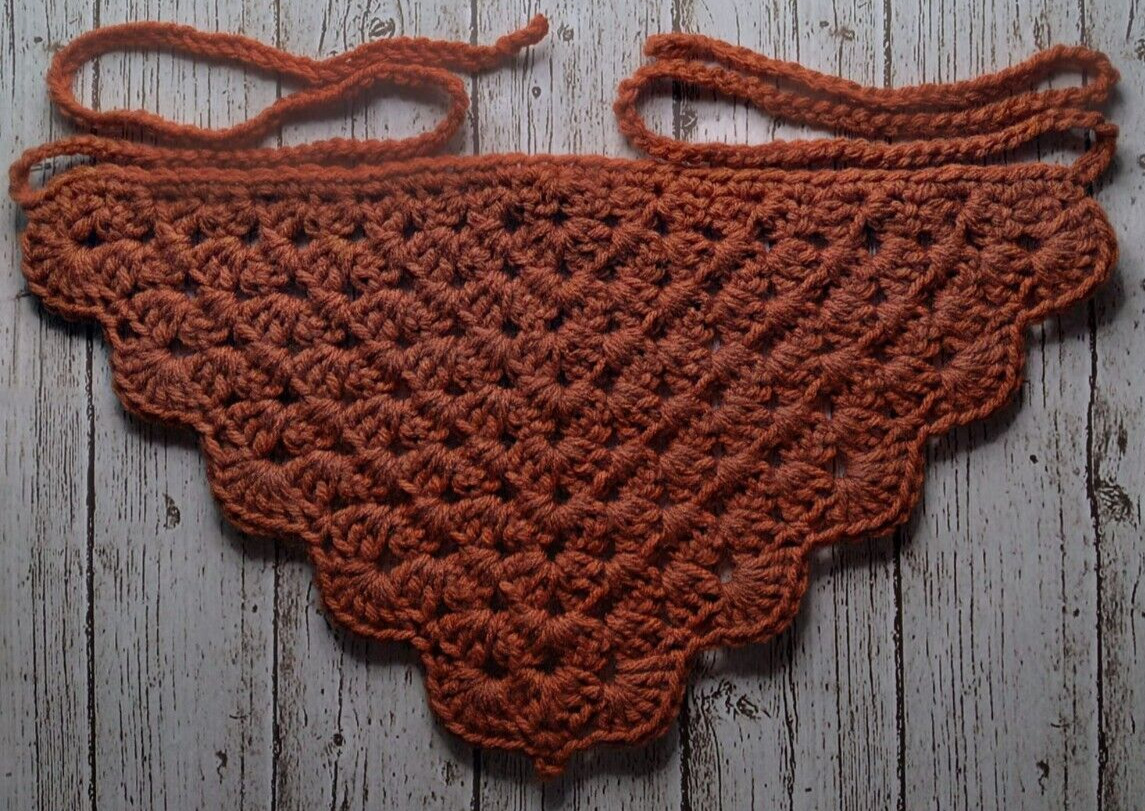 Crochet Handmade Bandana 100% Acrylic Color Rust