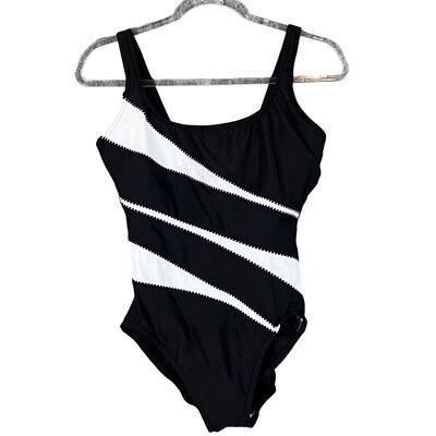 MiracleSuit 10 Sports Page Helix 1pc Swimsuit Black White Underwire NWOT $178