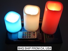 Flameless LED Candles Set 3 PC Luminara Flickering Moving Wick with Remote Timer