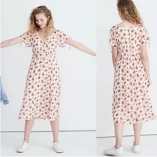 Madewell Tie-Sleeve Ruffle-Waist Midi Dress in Countryside Blooms Sz 00