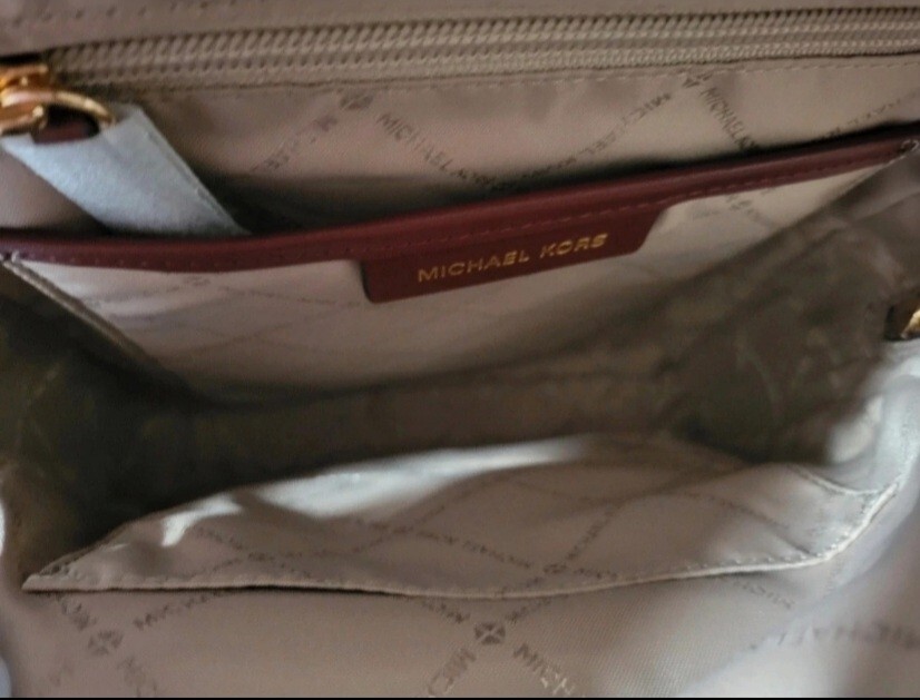 MICHAEL KORS JAYCEE MEDIUM ZIP PCKT BACKPACK GOLD HARDWARE LEATHER DARK CHERRY image 9