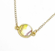 Softball And Baseball Split Connector Pendant Necklace, Softball Player