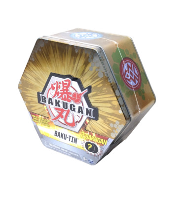 Bakugan Baku-Tin Metall-Aufbewarungsbox Gold mit 2 Bakugan Bällen  6060138   NEU