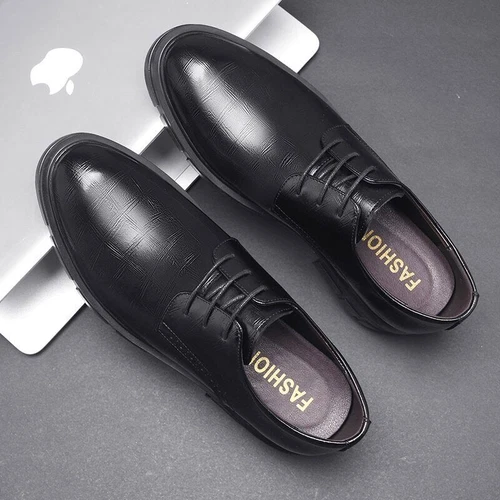 Man Platform High Heel Dress Formal Office Leather Shoes Elegant Business Shoes - Picture 13 of 27