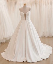 Chic Clean Wedding Dress Ball Gown Bridal Gown Custom made 2-28W Straps Bow