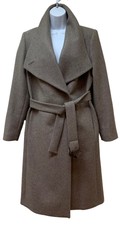 Mango Mng Venus Mantel Manteco Sustainable Italian Wool Wrap Coat W/ Belt S New
