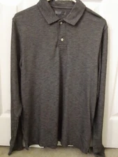 NWT Men's Size Medium Geoffrey Beene L/S Charcoal Easy Care Polo Shirt