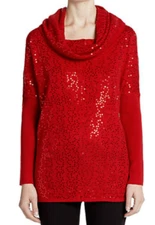 Saks Fifth Avenue Sequined Cashmere Off-The-Shoulder Cowlneck Sweater NWT $338