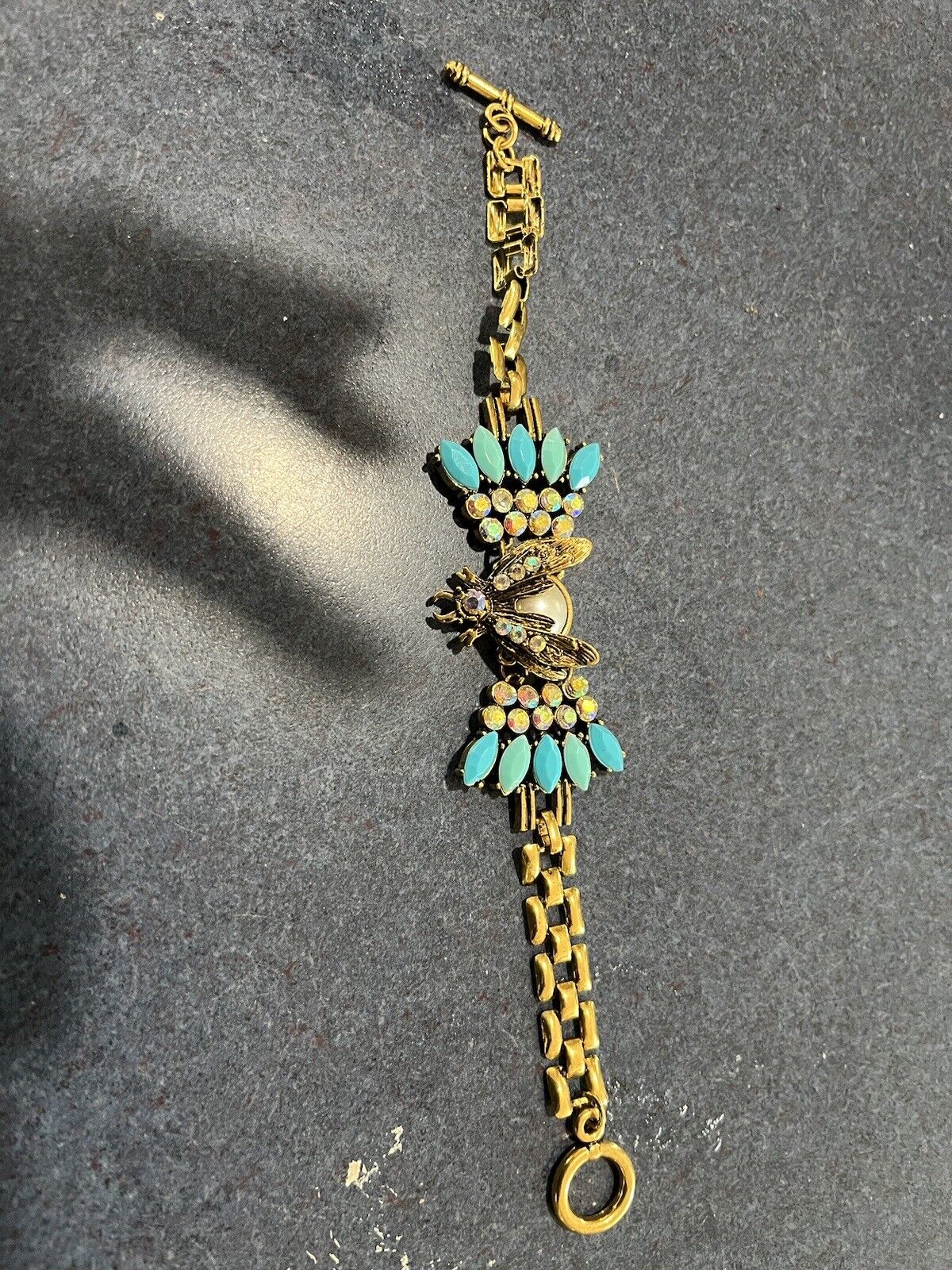 Rare costume jewelry Bracelet Rhinestone Turquois… - image 5