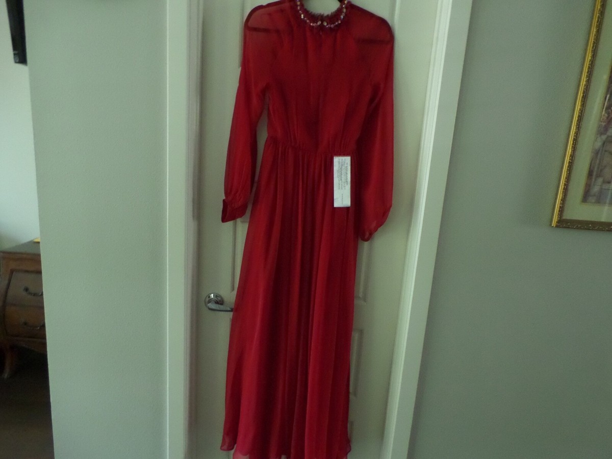 New BCBG SWAROVSKI Crystals maxi 100% silk red soft long sleeves dress, sz 4 | eBay New BCBG SWAROVSKI Crystals maxi 100% silk red soft long sleeves dress, sz 4 | eBay
