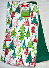 COLORDRIFT KITCHEN TOWELS 3 WHITE RED GREEN PINK TREES 18 X 28 100 COTTON NIP