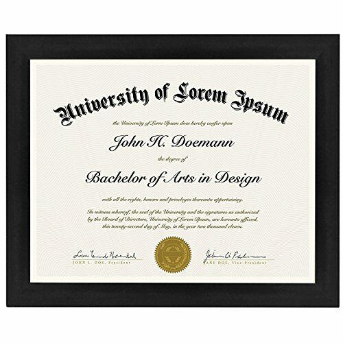 11x22 Inch Black Wood Diploma Tassel Shadow Box Frame | Holds 8.5x11 Document & 4x6 Photo, Wall Mount, Modern Style
