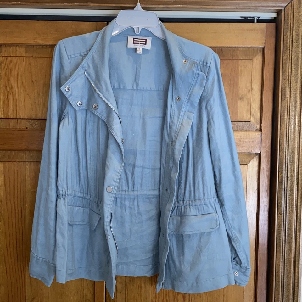Chaqueta ligera para mujer E3 by Etcetera azul claro cremallera cuerda cintura talla 8 Foto 4 de 4