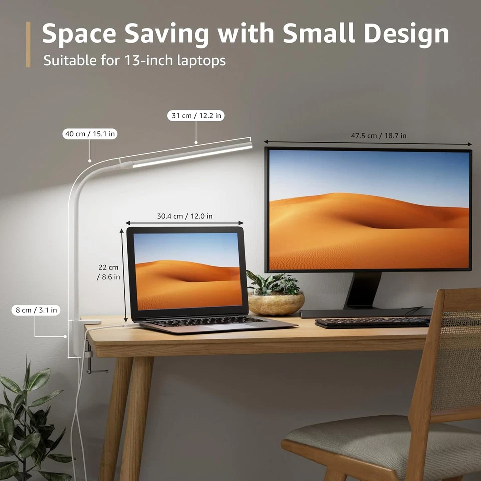 Lampada Da Scrivania LED Con Morsetto, Lampada Da Tavolo Con 3 Modalità, 10 Live - Immagine 2 di 4