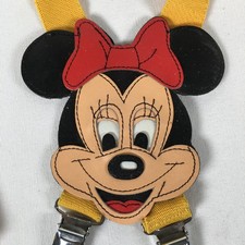 Vintage Disney Leather Character Face Suspenders MINNIE MOUSE Yellow Straps